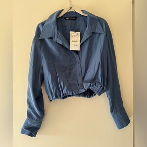 NWT! Cropped Button-Up Top